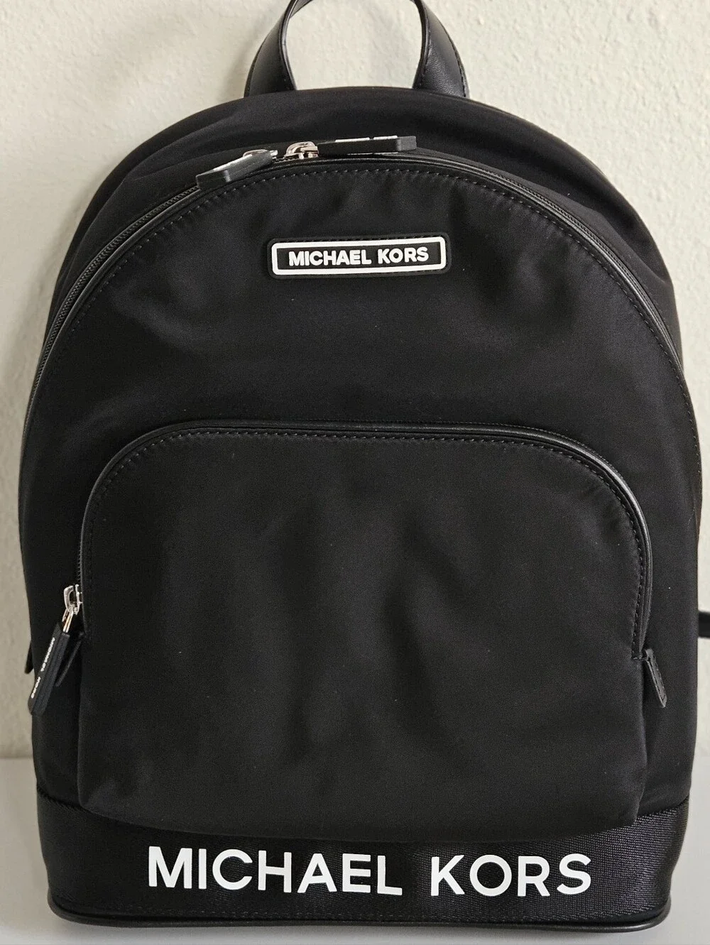 Michael Kors Black Nylon Logo Accent Backpack